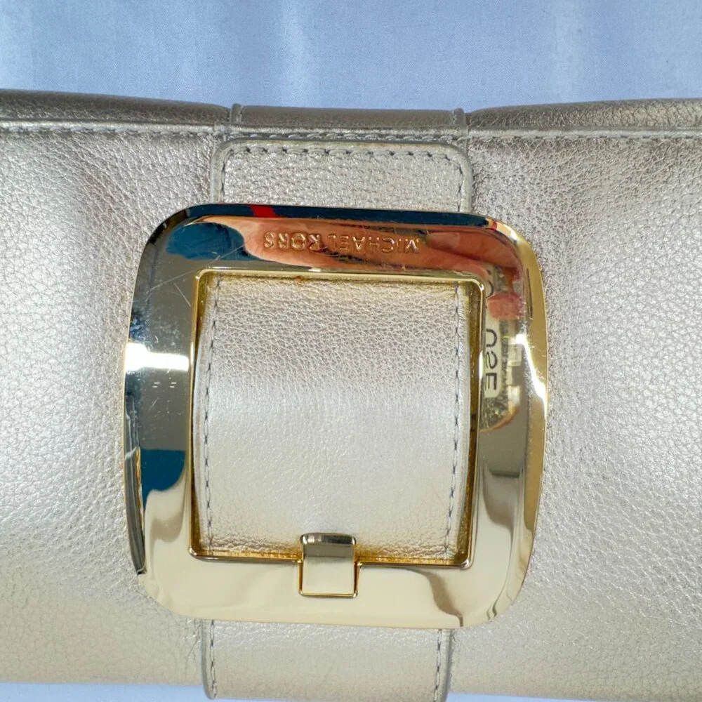 Michael Kors Gold Clutch Wallet Pebbled Leather - Picture 4 of 7